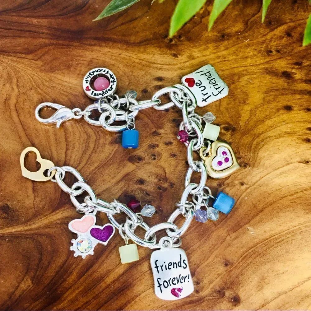 Vintage Charm Colorful Cute Bracelet Best Friends Forever Laught 4233